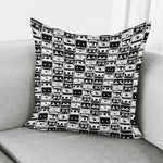 Black And White Cassette Tape Print Pillow Cover