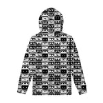 Black And White Cassette Tape Print Pullover Hoodie