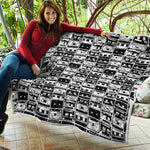 Black And White Cassette Tape Print Quilt