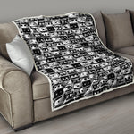 Black And White Cassette Tape Print Quilt