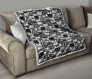 Black And White Cassette Tape Print Quilt