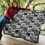 Black And White Cassette Tape Print Quilt