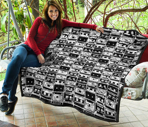 Black And White Cassette Tape Print Quilt