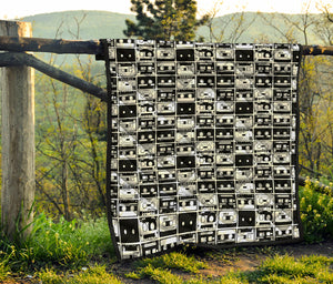 Black And White Cassette Tape Print Quilt