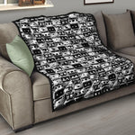 Black And White Cassette Tape Print Quilt