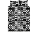 Black And White Cassette Tape Print Quilt Bed Set