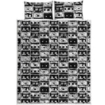 Black And White Cassette Tape Print Quilt Bed Set