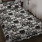 Black And White Cassette Tape Print Quilt Bed Set