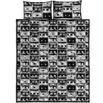 Black And White Cassette Tape Print Quilt Bed Set