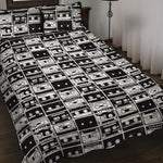 Black And White Cassette Tape Print Quilt Bed Set