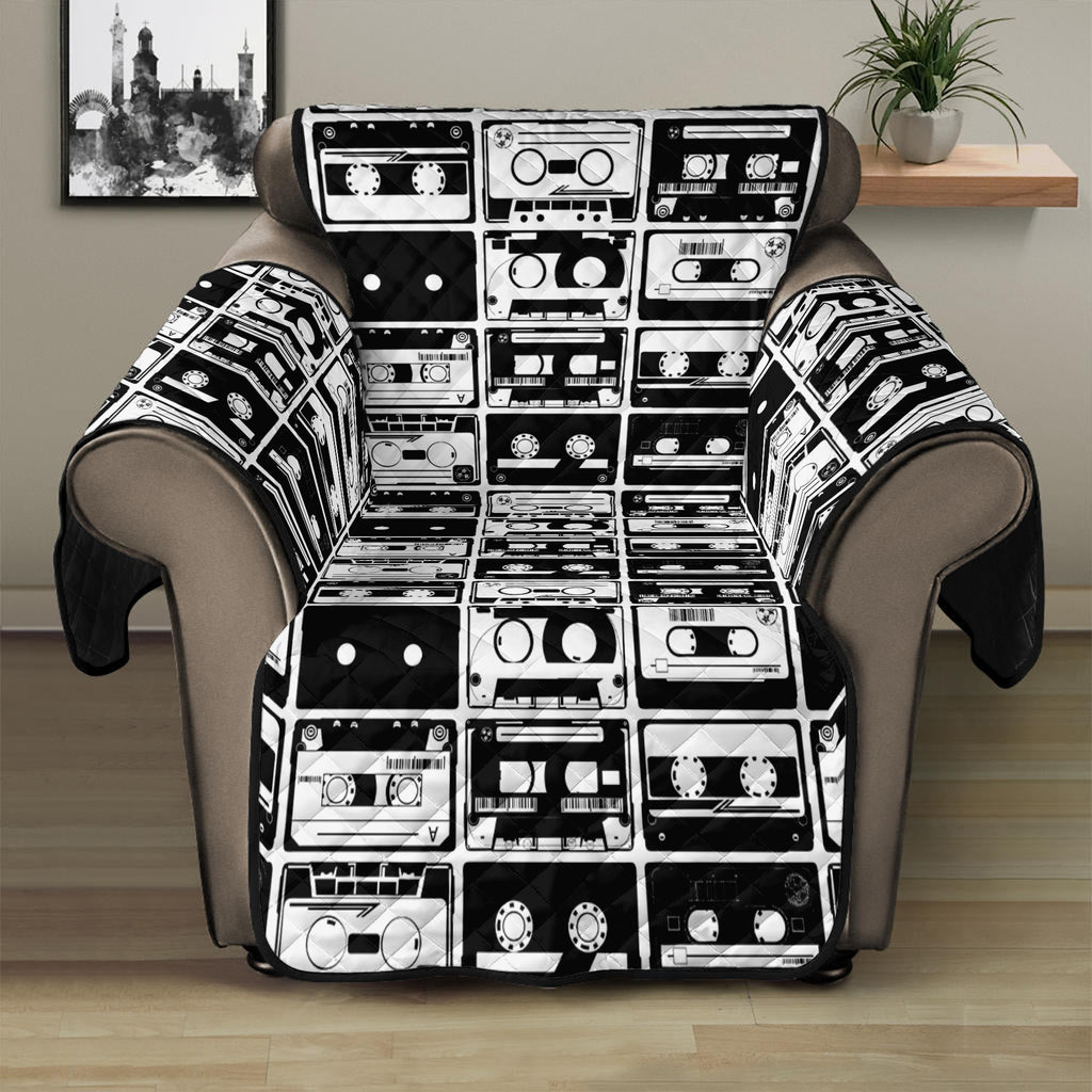 Black And White Cassette Tape Print Recliner Protector