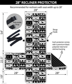 Black And White Cassette Tape Print Recliner Protector