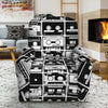 Black And White Cassette Tape Print Recliner Slipcover