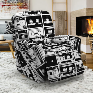 Black And White Cassette Tape Print Recliner Slipcover