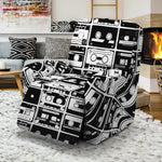 Black And White Cassette Tape Print Recliner Slipcover