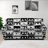 Black And White Cassette Tape Print Sofa Cover