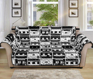 Black And White Cassette Tape Print Sofa Protector