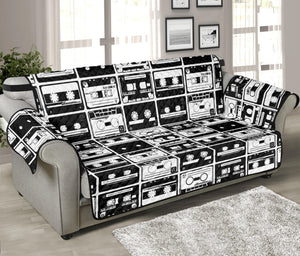 Black And White Cassette Tape Print Sofa Protector