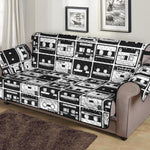 Black And White Cassette Tape Print Sofa Protector