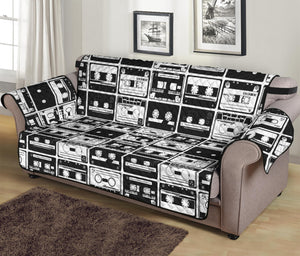 Black And White Cassette Tape Print Sofa Protector