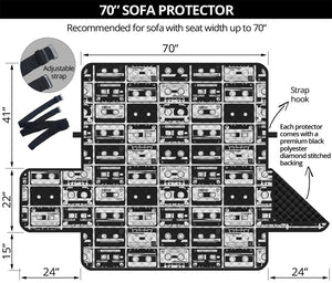 Black And White Cassette Tape Print Sofa Protector