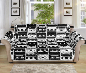 Black And White Cassette Tape Print Sofa Protector