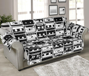 Black And White Cassette Tape Print Sofa Protector