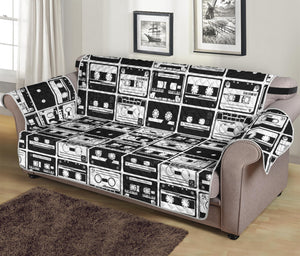 Black And White Cassette Tape Print Sofa Protector