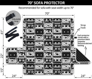 Black And White Cassette Tape Print Sofa Protector