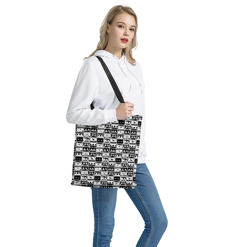 Black And White Cassette Tape Print Tote Bag