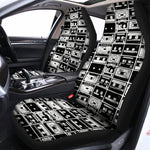 Black And White Cassette Tape Print Universal Fit Car Seat Covers