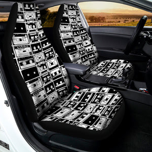 Black And White Cassette Tape Print Universal Fit Car Seat Covers