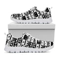 Black And White Cassette Tape Print White Running Shoes