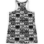 Black And White Cassette Tape Print Women's Racerback Tank Top