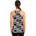 Black And White Cassette Tape Print Women's Racerback Tank Top