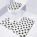 Black And White Cat Pattern Print 3 Piece Bath Mat Set