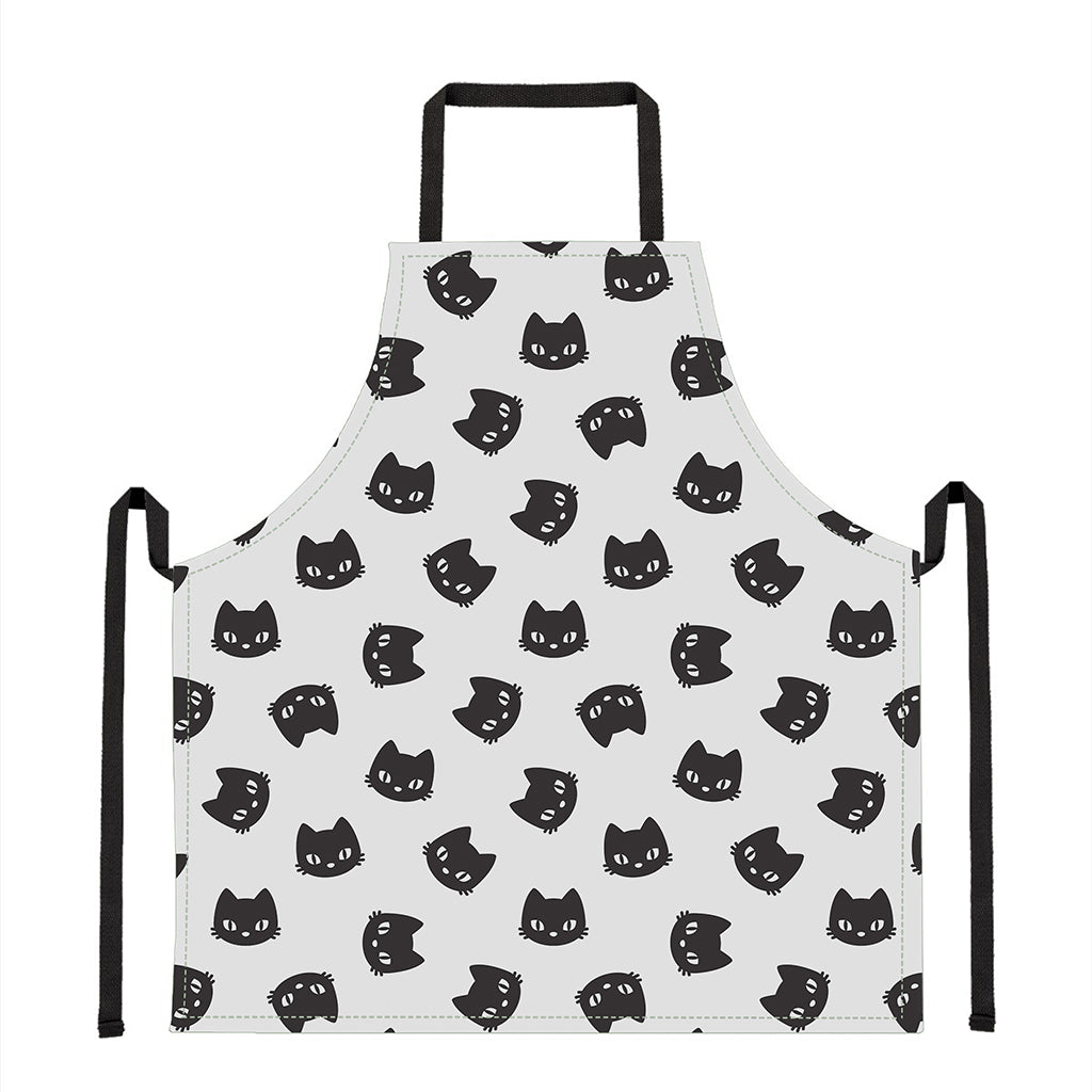 Black And White Cat Pattern Print Apron