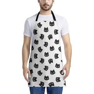 Black And White Cat Pattern Print Apron