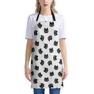 Black And White Cat Pattern Print Apron