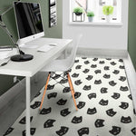Black And White Cat Pattern Print Area Rug