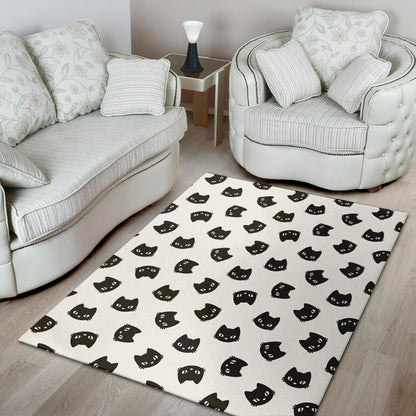 Black And White Cat Pattern Print Area Rug