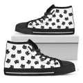 Black And White Cat Pattern Print Black High Top Sneakers