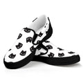 Black And White Cat Pattern Print Black Slip On Sneakers