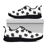Black And White Cat Pattern Print Black Sneakers