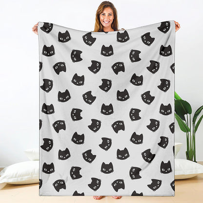 Black And White Cat Pattern Print Blanket
