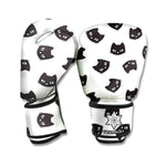 Black And White Cat Pattern Print Boxing Gloves
