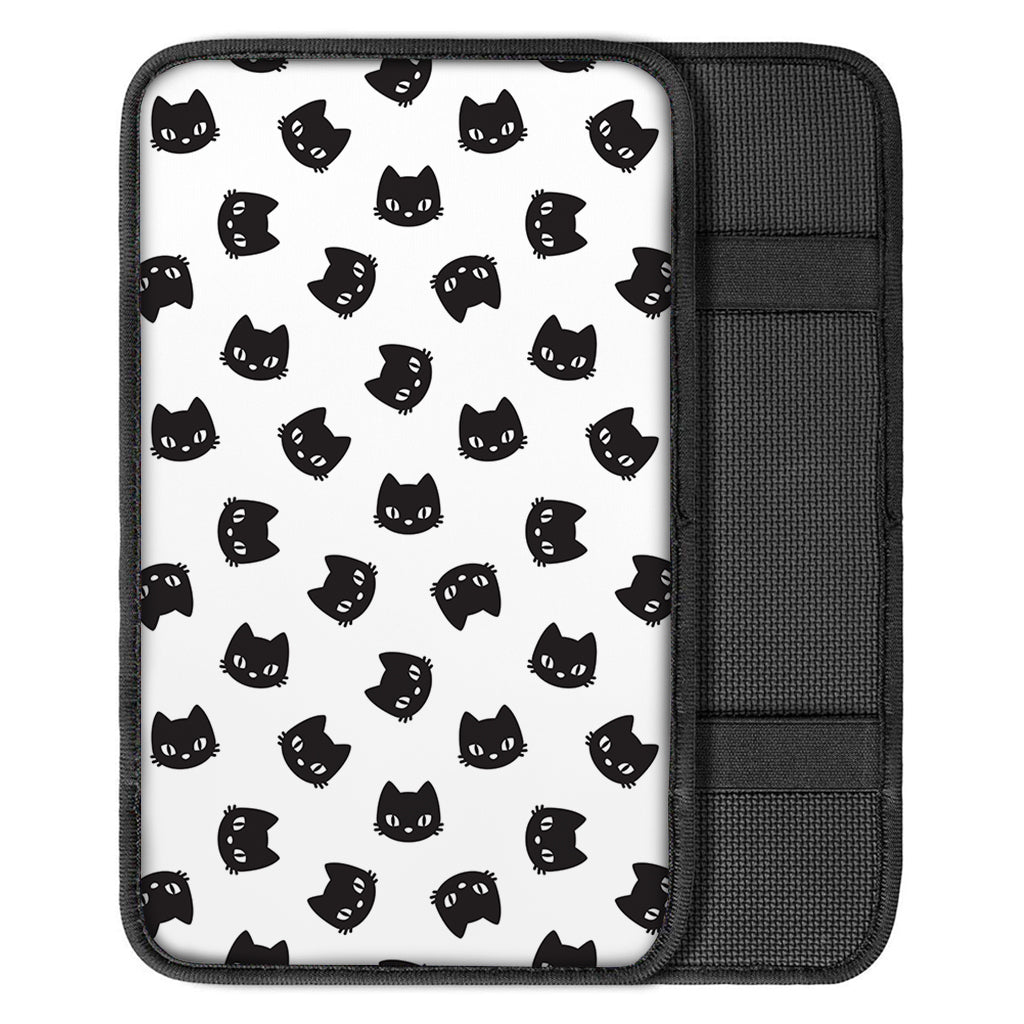 Black And White Cat Pattern Print Car Center Console Cover