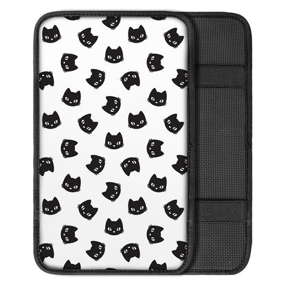 Black And White Cat Pattern Print Car Center Console Cover