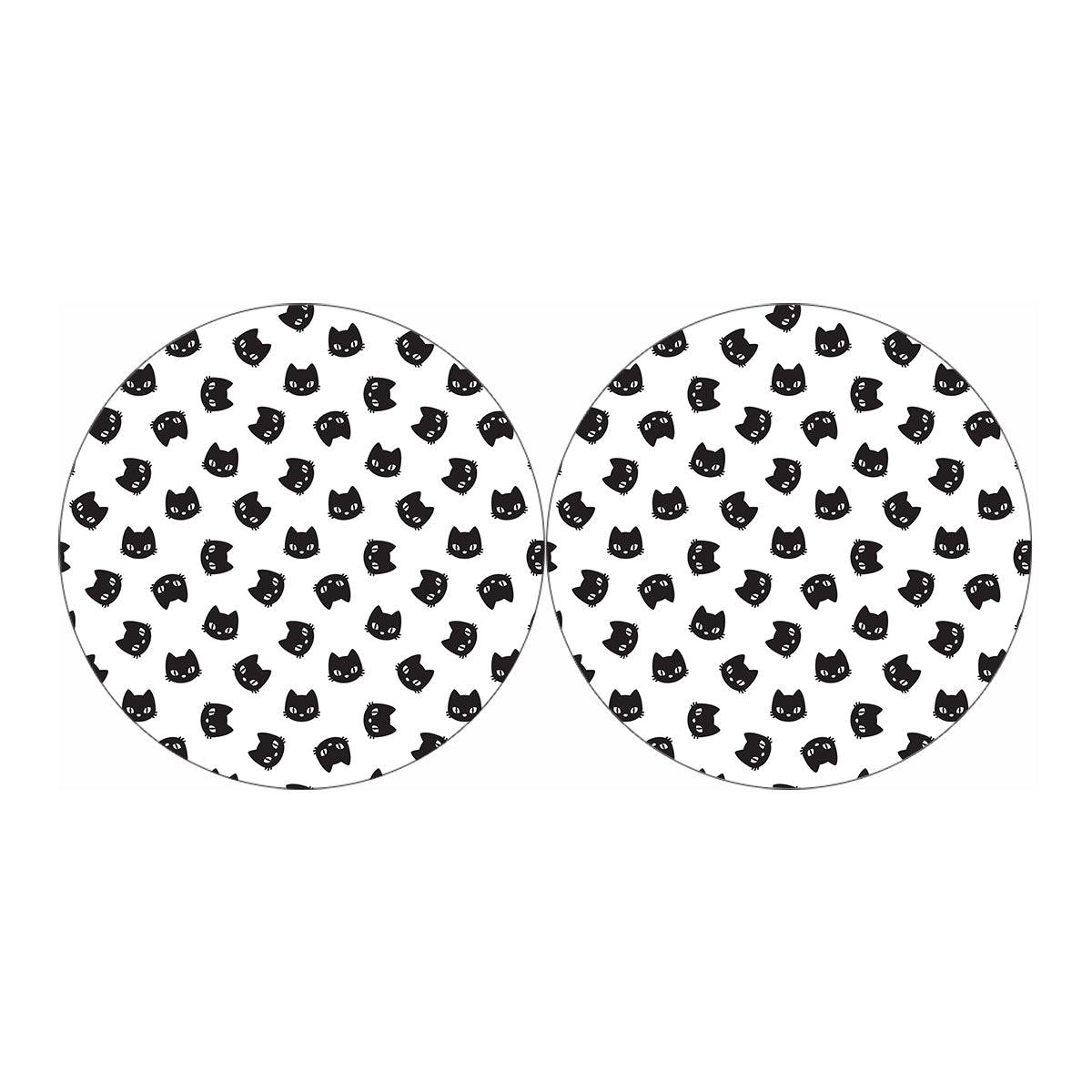 Black And White Cat Pattern Print Car Coasters