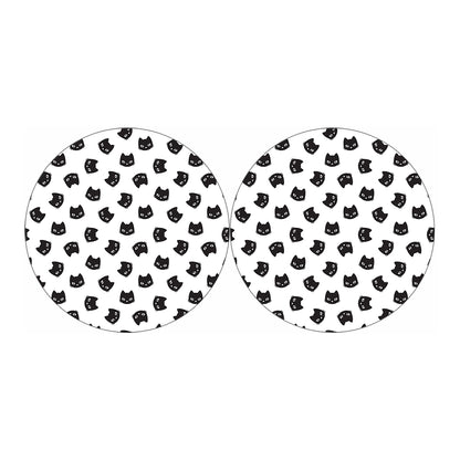 Black And White Cat Pattern Print Car Coasters